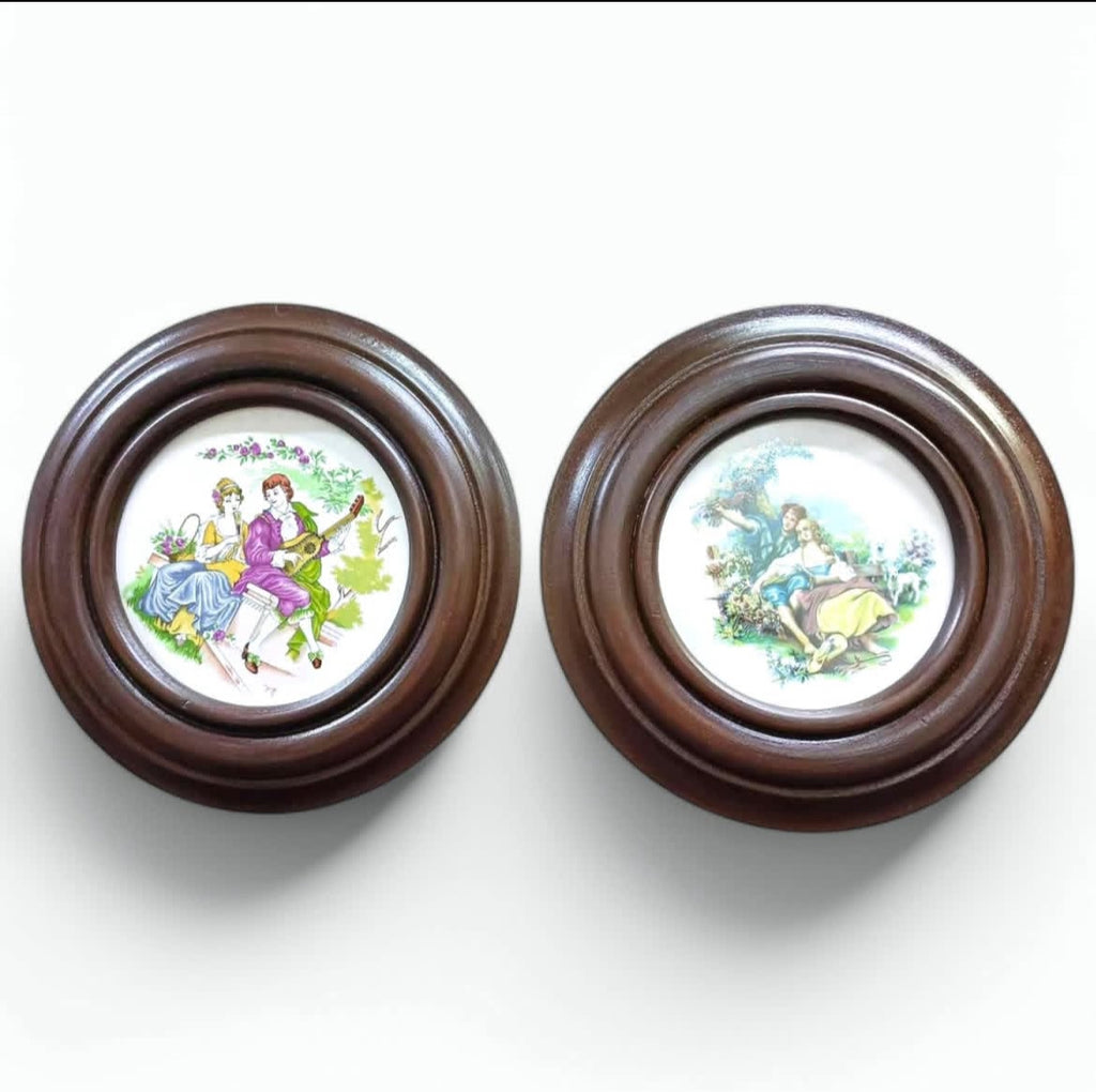 Romeo & Juliet Portraits: Wooden Frame, Porcelain Miniature