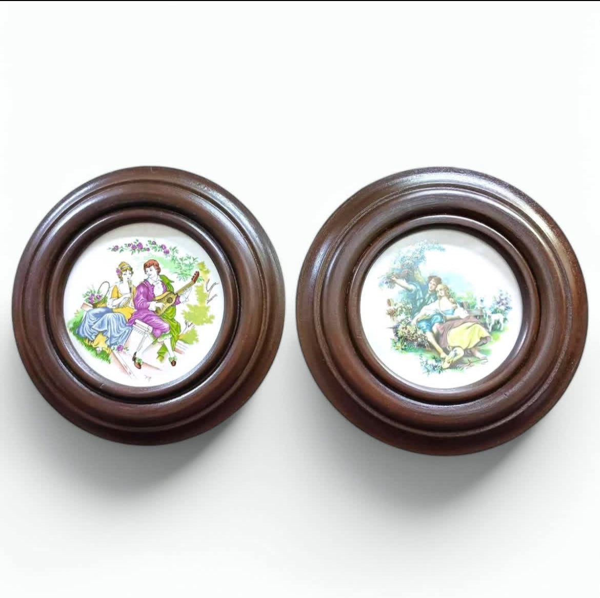 Romeo & Juliet Portraits: Wooden Frame, Porcelain Miniature