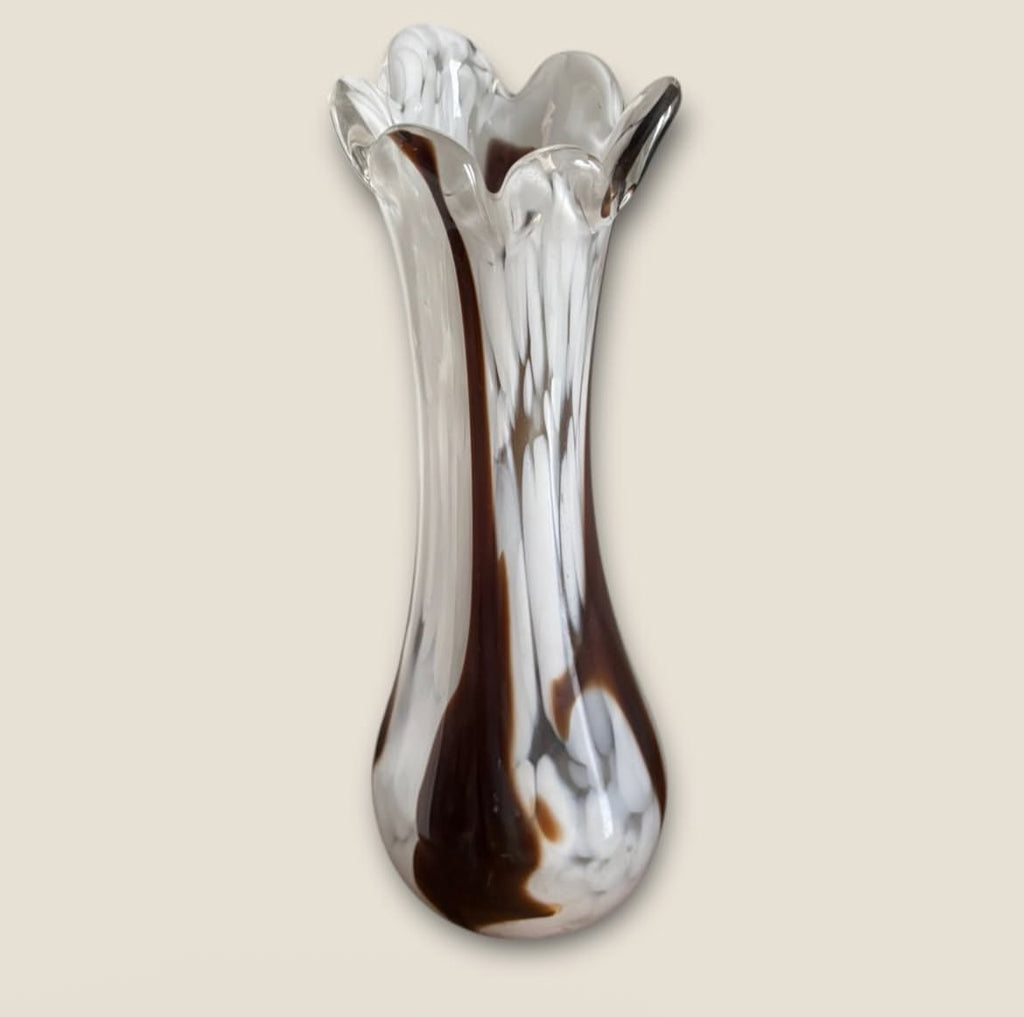 Large Italian Murano Glass Vase – Multicolored Swirl