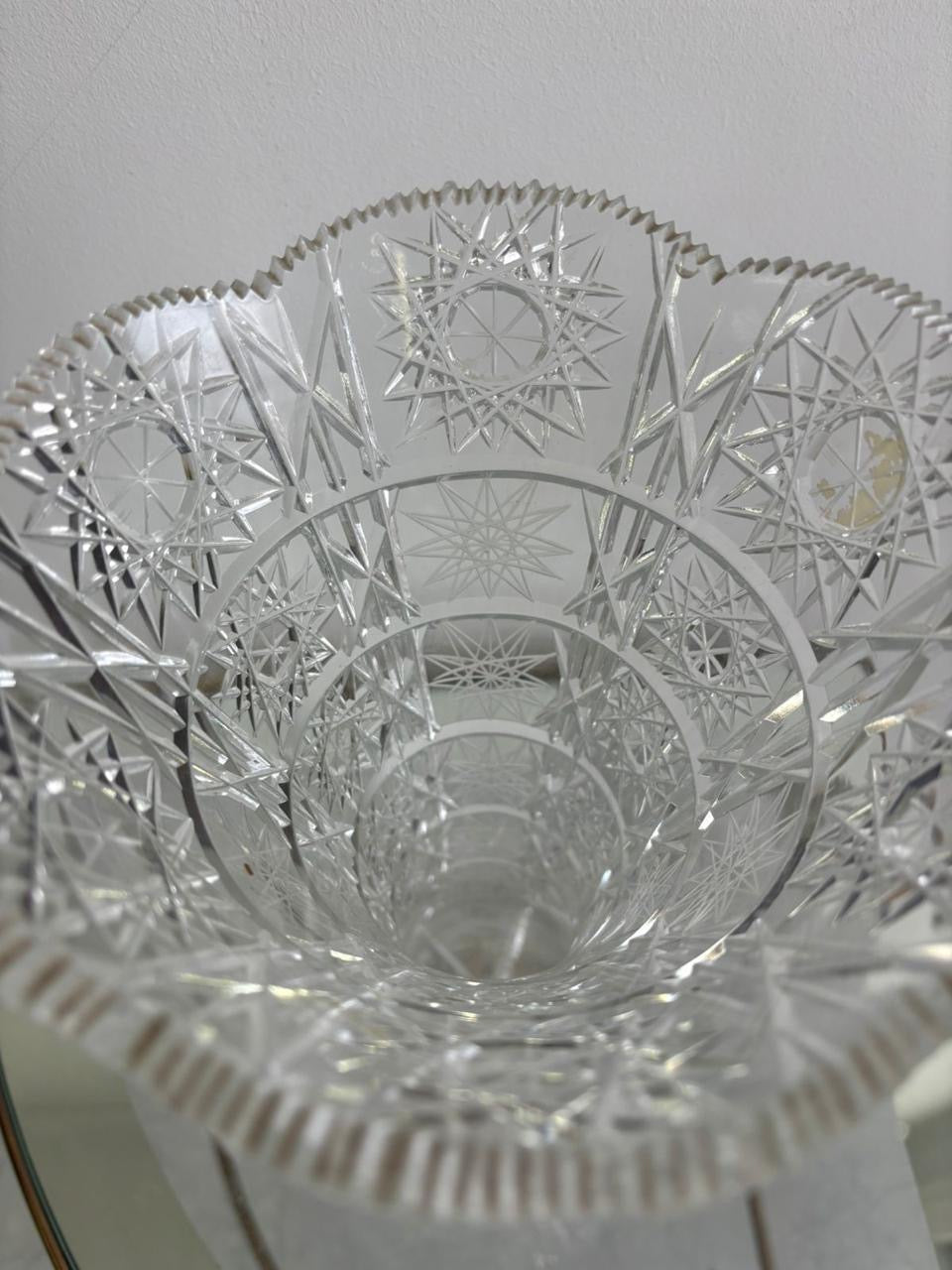 Vintage Czech Hand-Cut Crystal Vase