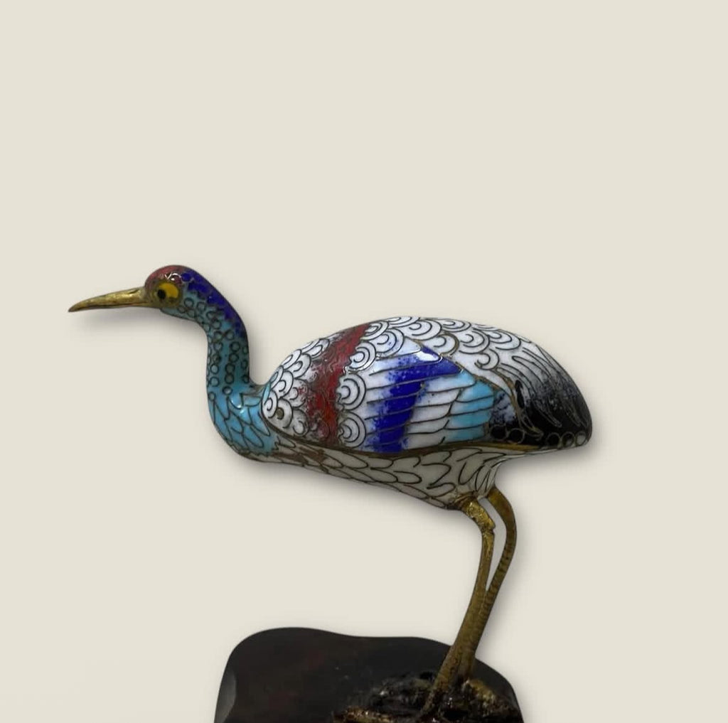 Antique Cloisonné Bronze Figurine – Hand-Etched & Enameled