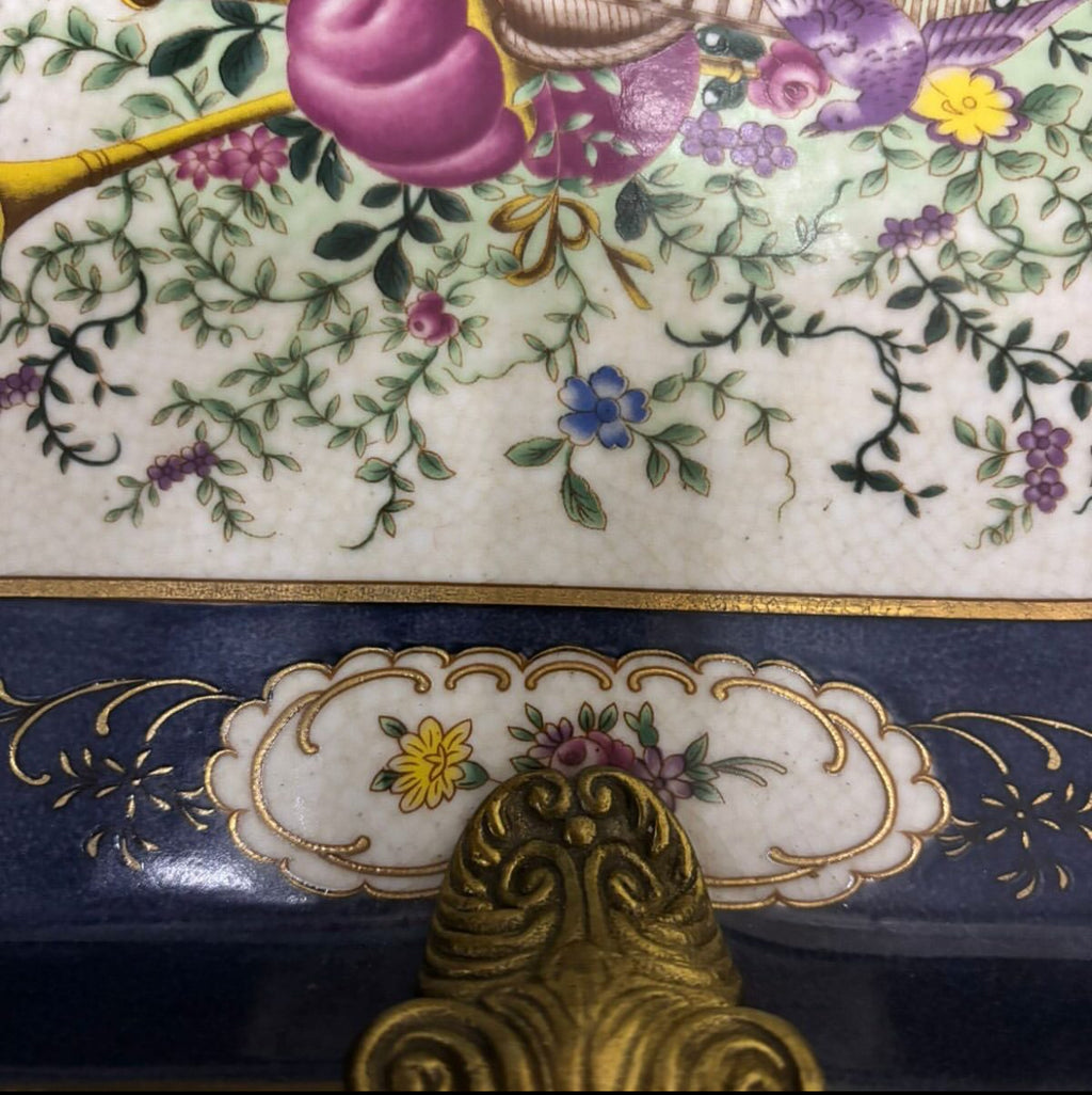 Sevres Chateau Serving Tray with Musical Instruments & Bird Motif
