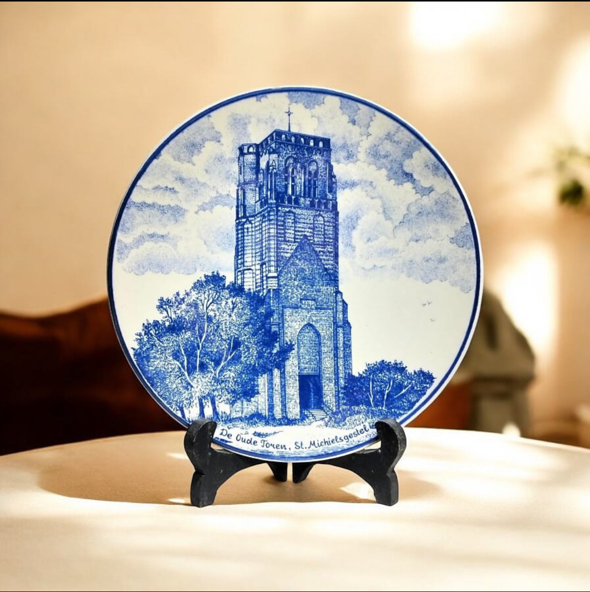 Dutch Delft Bleu Blanc Porcelain Plate – Miniature Scene
