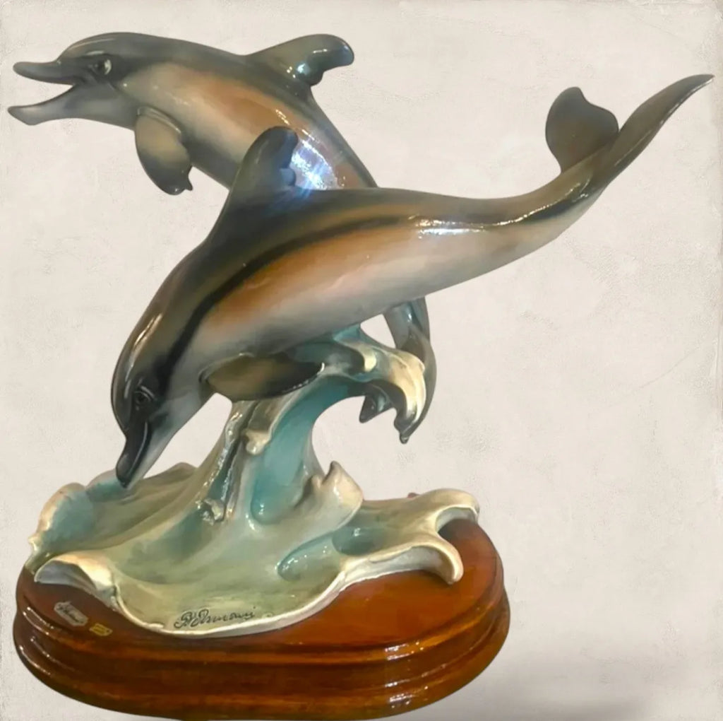 Dolphins Sculpture: Italian Capodimonte