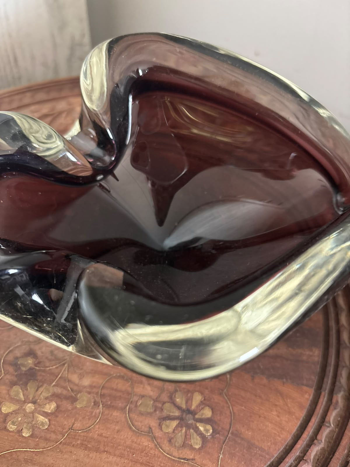 Antique Italian Murano Ashtray in Aubergine