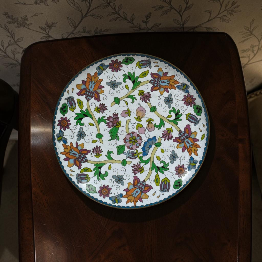 Cloisonné Plate with Raised Floral Detailing
