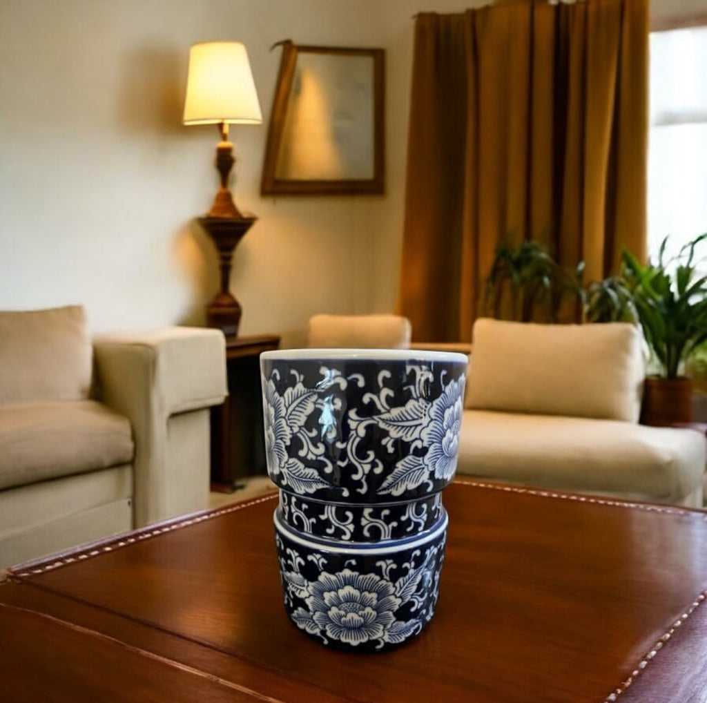 Bleu Blanc Hand-Painted Porcelain Vase
