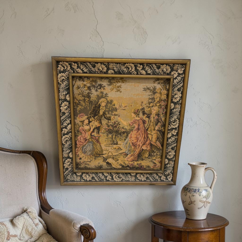 French Gobelin Tapestry Artwork – Ornate Frame