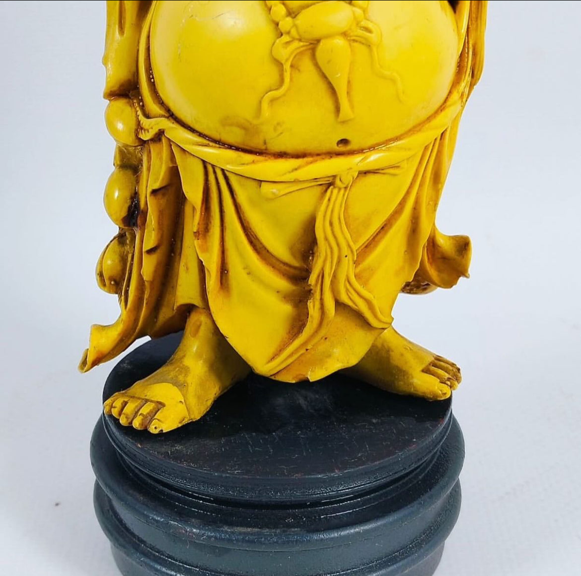 Resin Buddha Statue on Wooden Base
