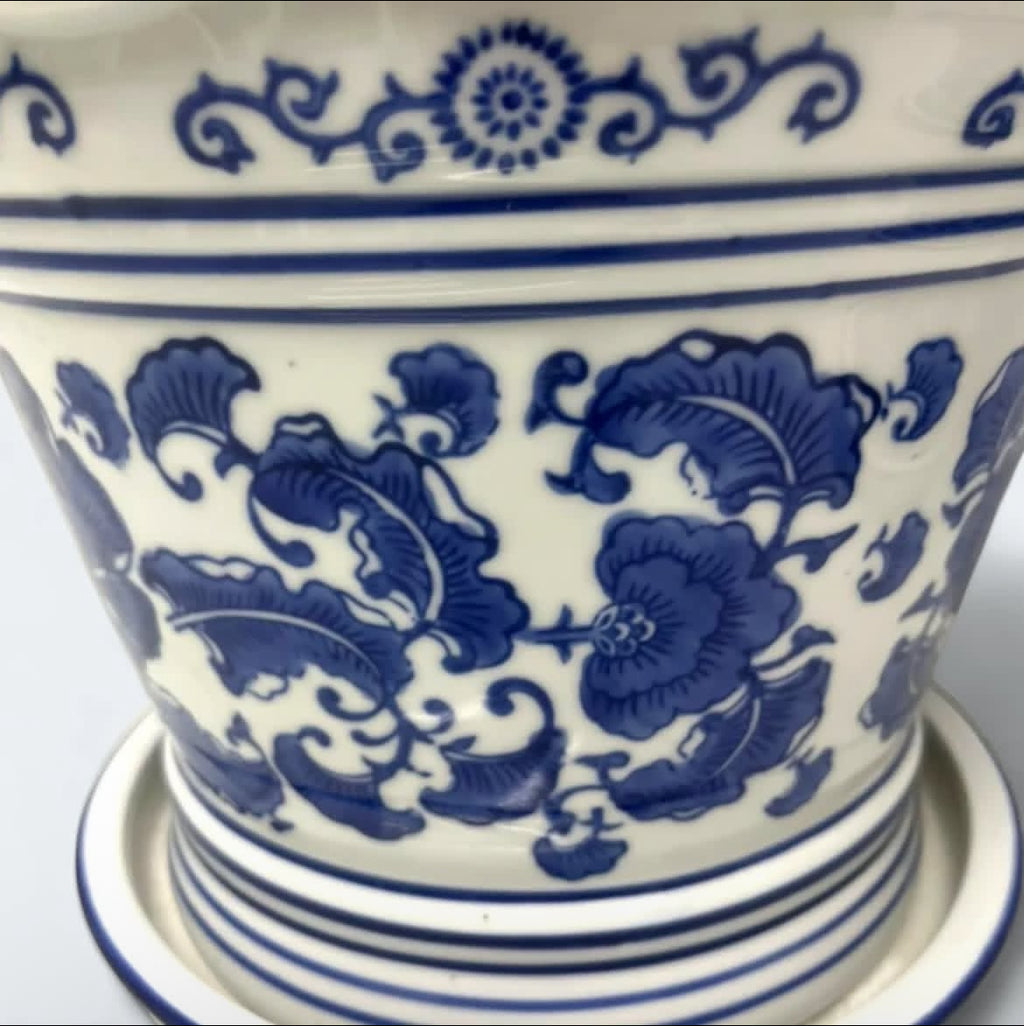 Bleu Blanc Floral Cachepot
