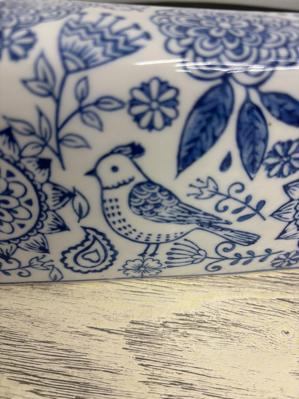 Bleu Blanc Hand-Painted Tissue Box