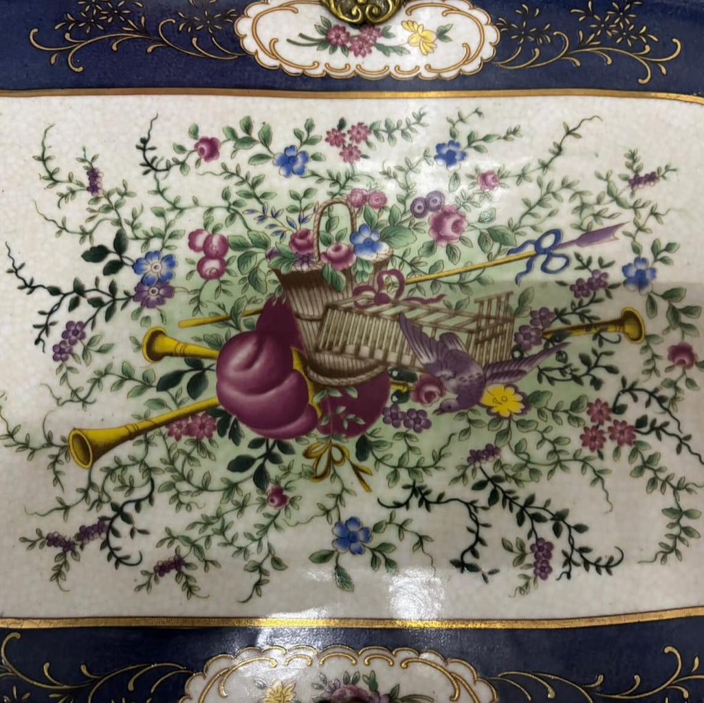 Sevres Chateau Serving Tray with Musical Instruments & Bird Motif