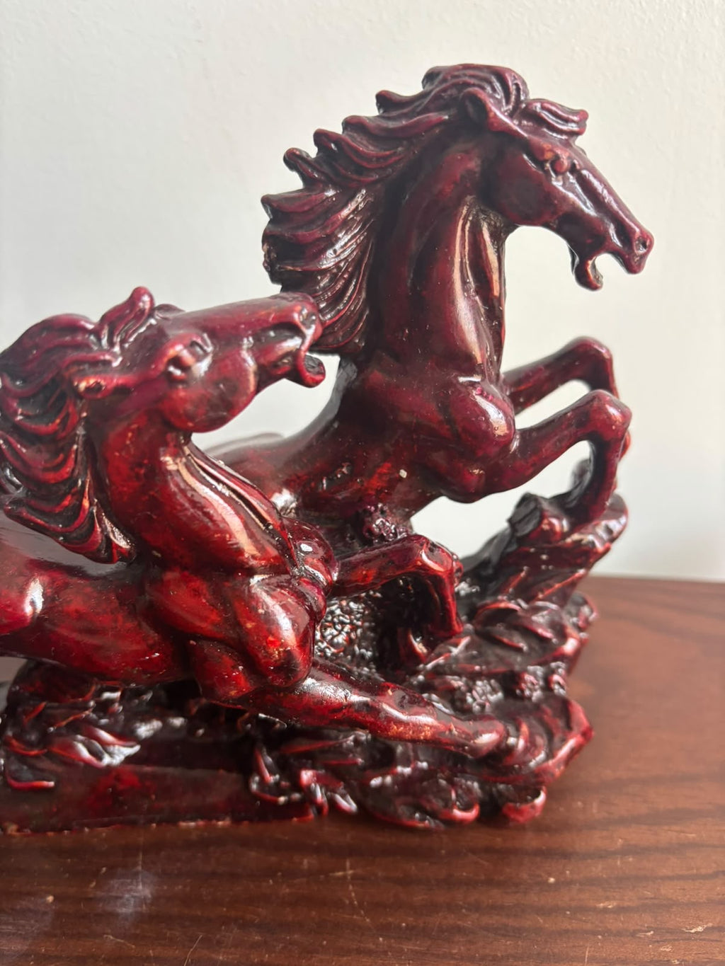 Chinoiserie Hand-Carved Horse Pair Statue – Large Size