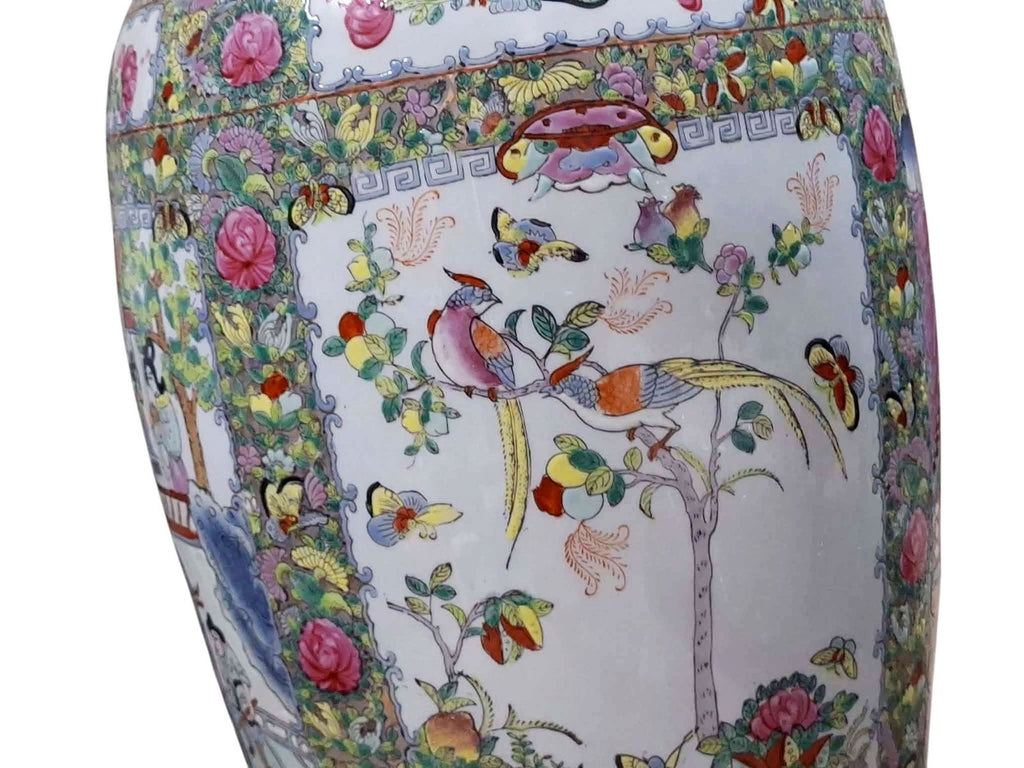 Large Canton Porcelain Floor Vase – Hand-Painted Figurative Scene