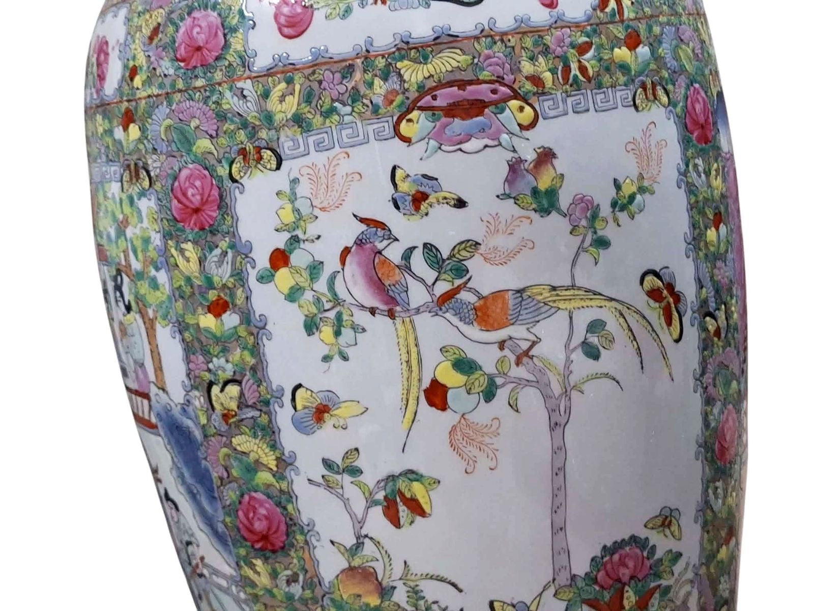 Large Canton Porcelain Floor Vase – Hand-Painted Figurative Scene