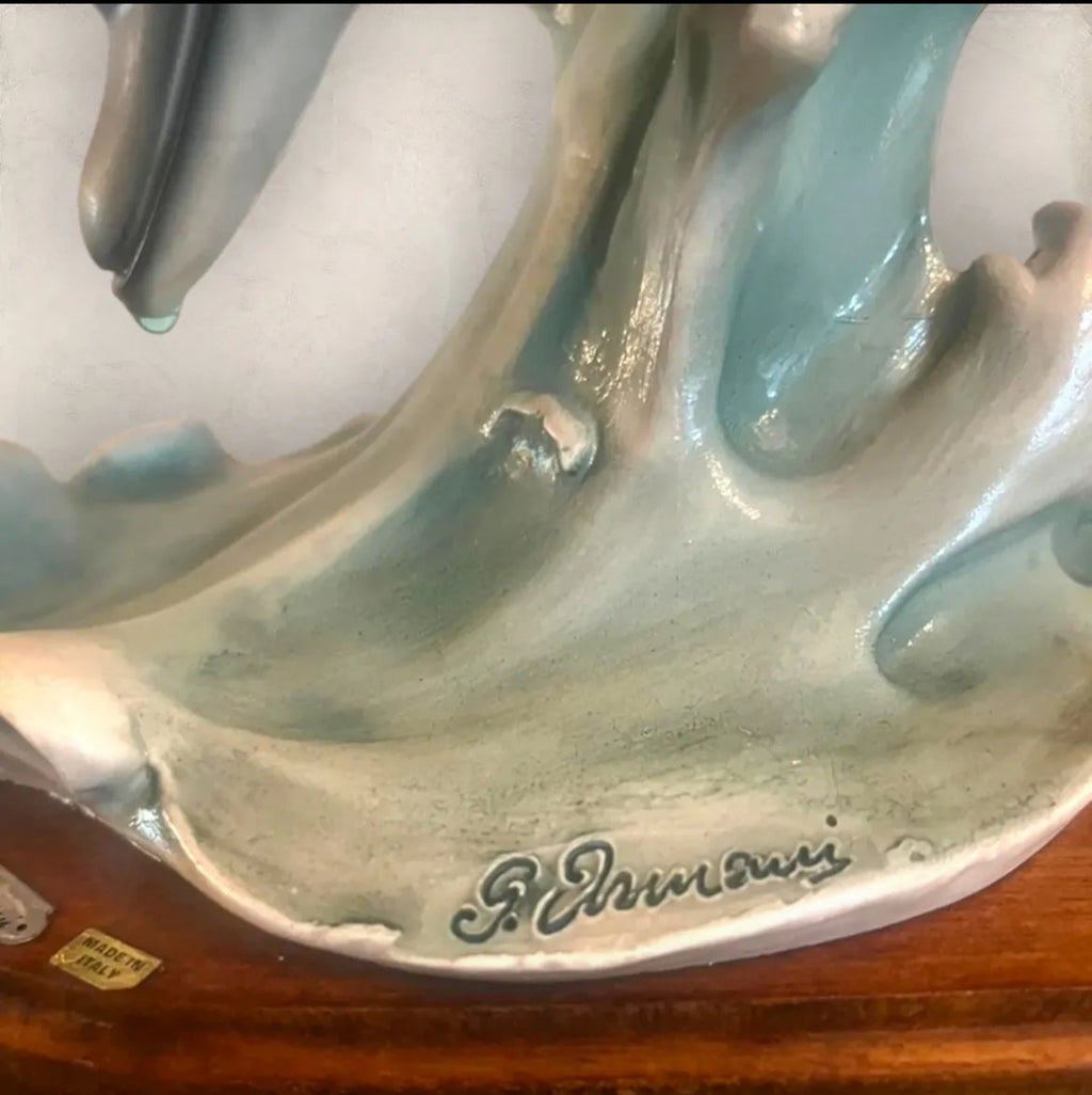 Dolphins Sculpture: Italian Capodimonte