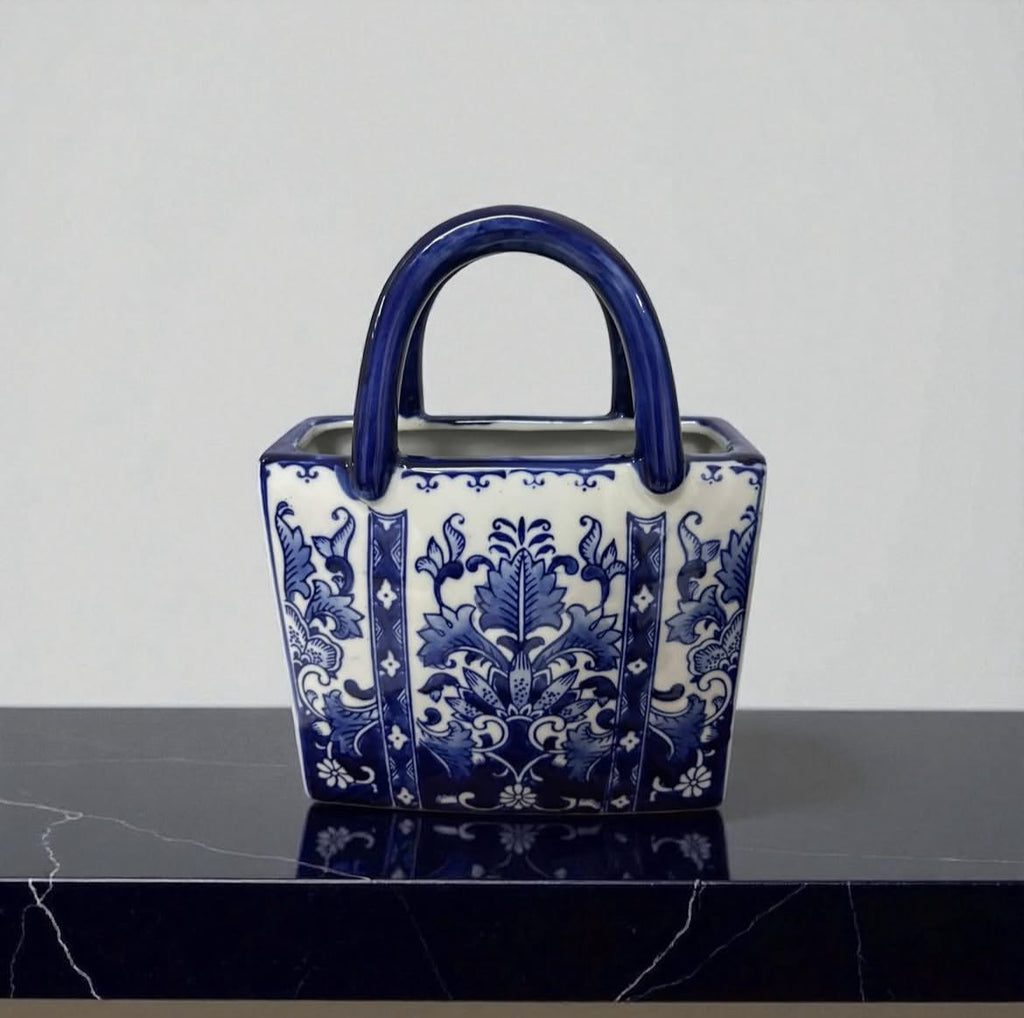 Bleu Blanc Hand-Painted Porcelain Bag
