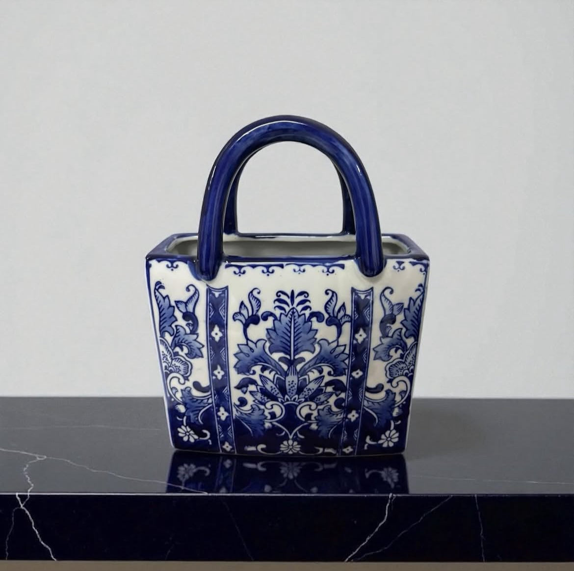 Bleu Blanc Hand-Painted Porcelain Bag