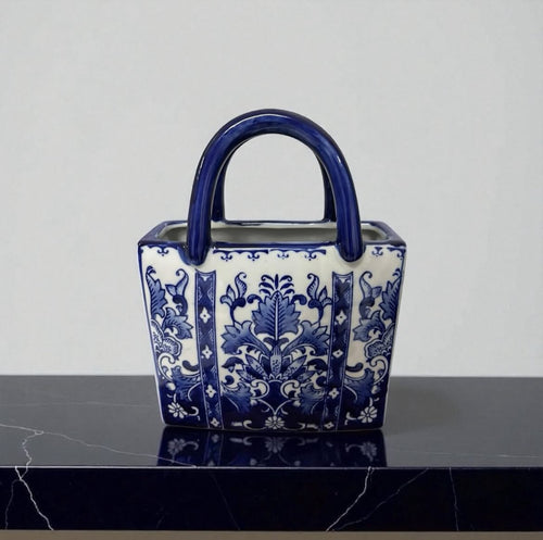 Bleu Blanc Hand-Painted Porcelain Bag