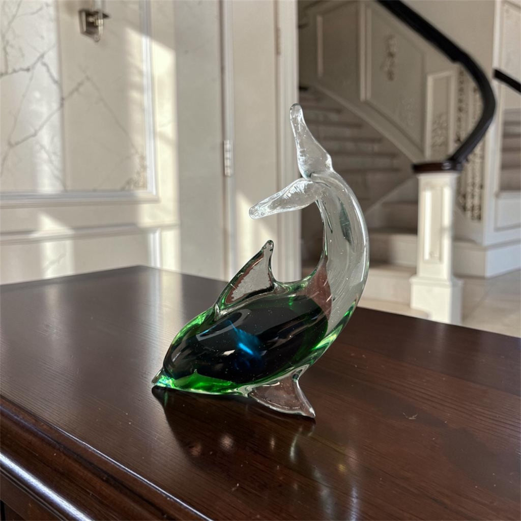 Murano Dolphin in Intertwined Blue and Green Tones