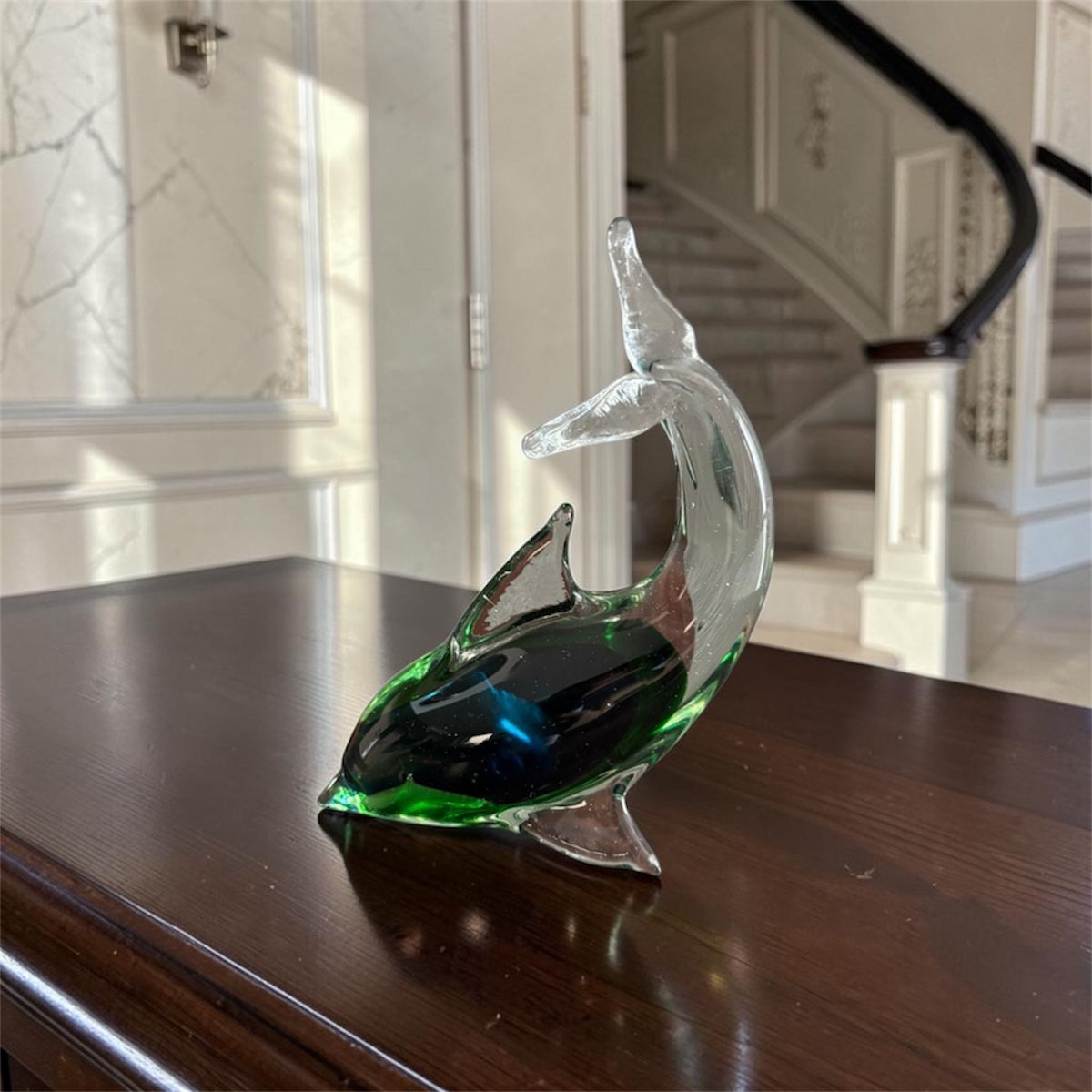 Murano Dolphin in Intertwined Blue and Green Tones