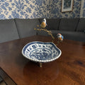 Stamped Bleu Blanc Chinoiserie Centerpiece with Bronze & Porcelain Birds