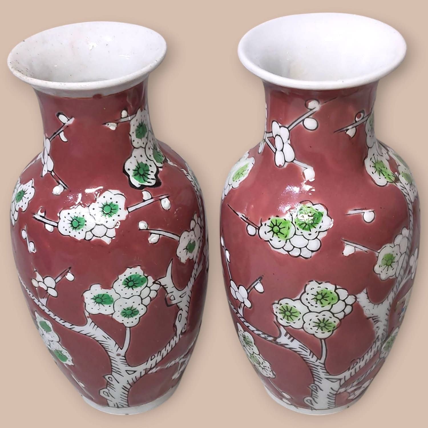 Pair of Chinoiserie Vases – Floral Engraving