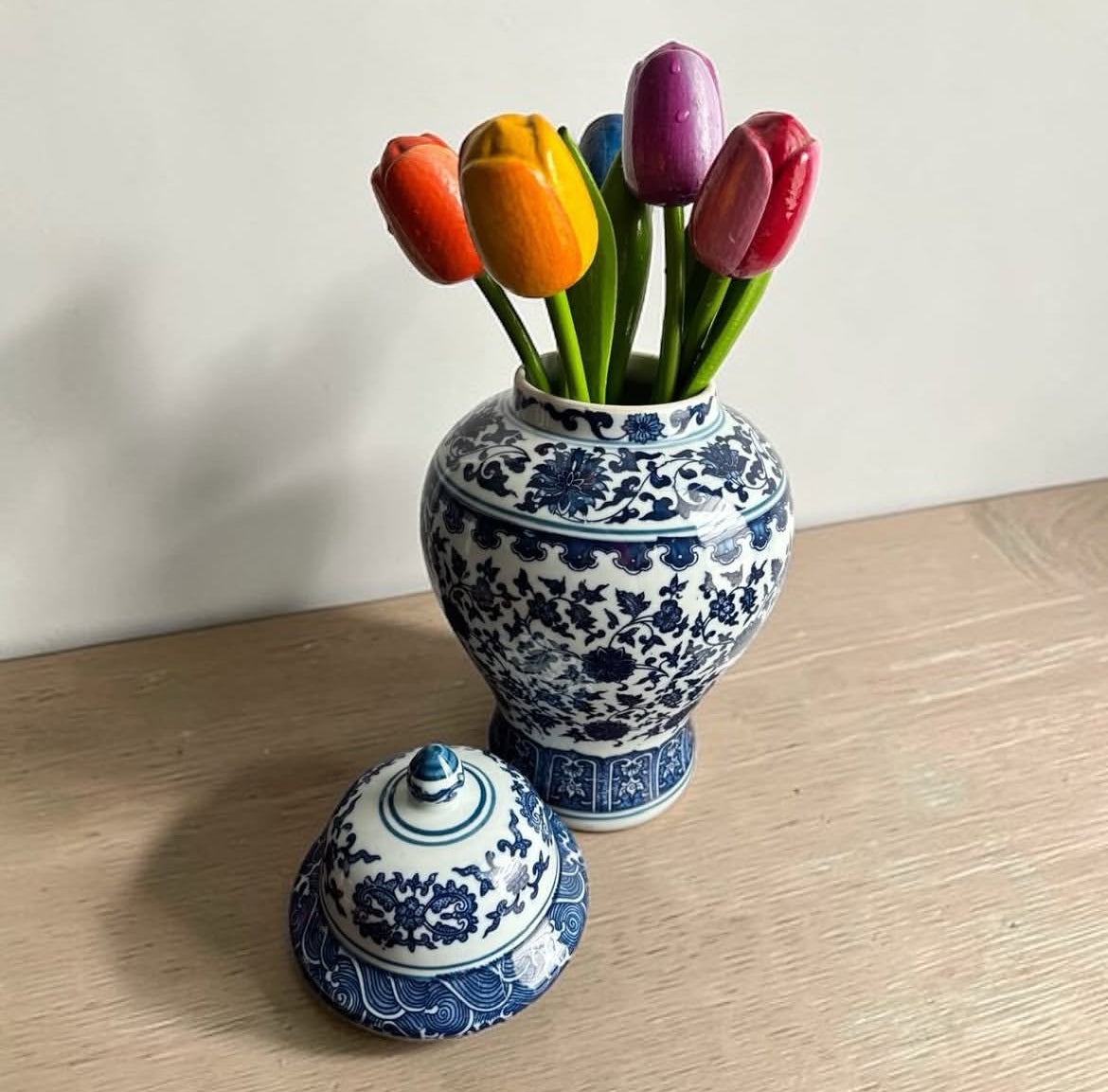 Bleu Blanc Hand-Painted Potiche