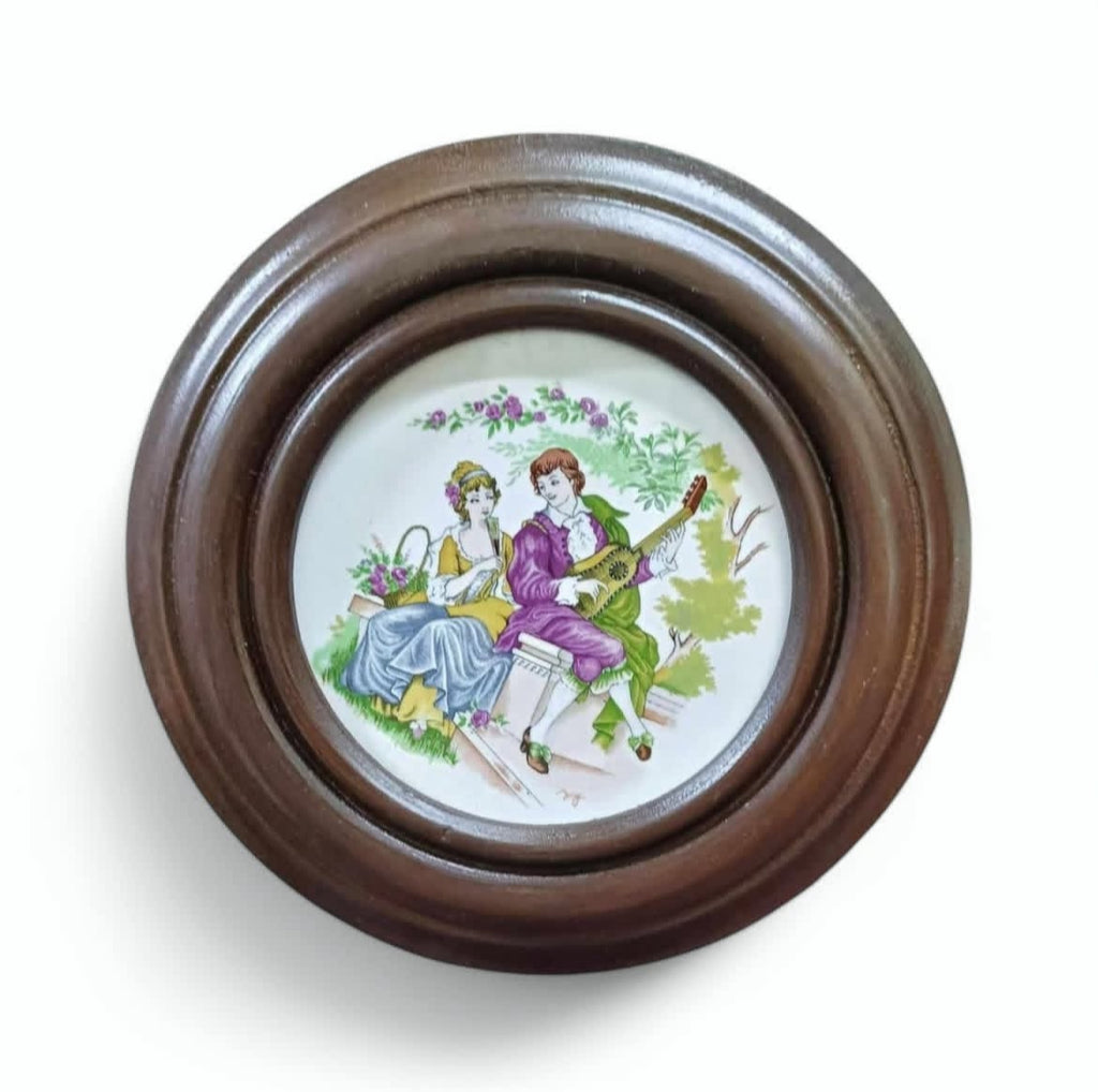 Romeo & Juliet Portraits: Wooden Frame, Porcelain Miniature