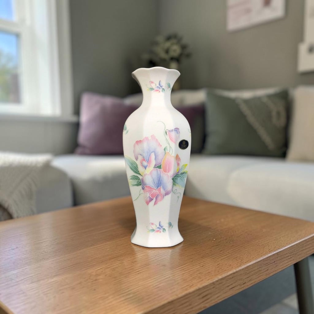 English Porcelain Vase with Rose Decoration