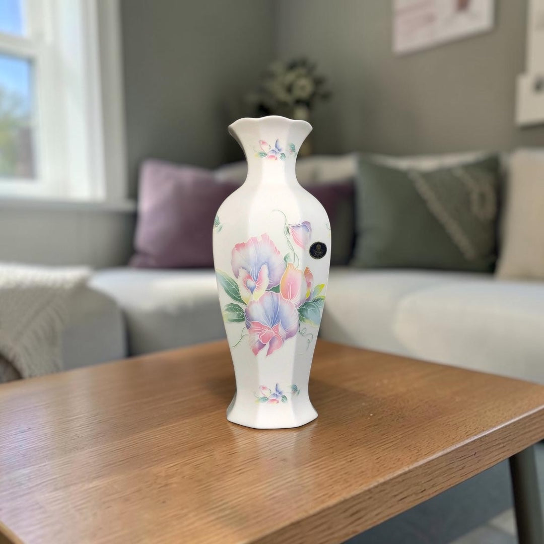 English Porcelain Vase with Rose Decoration