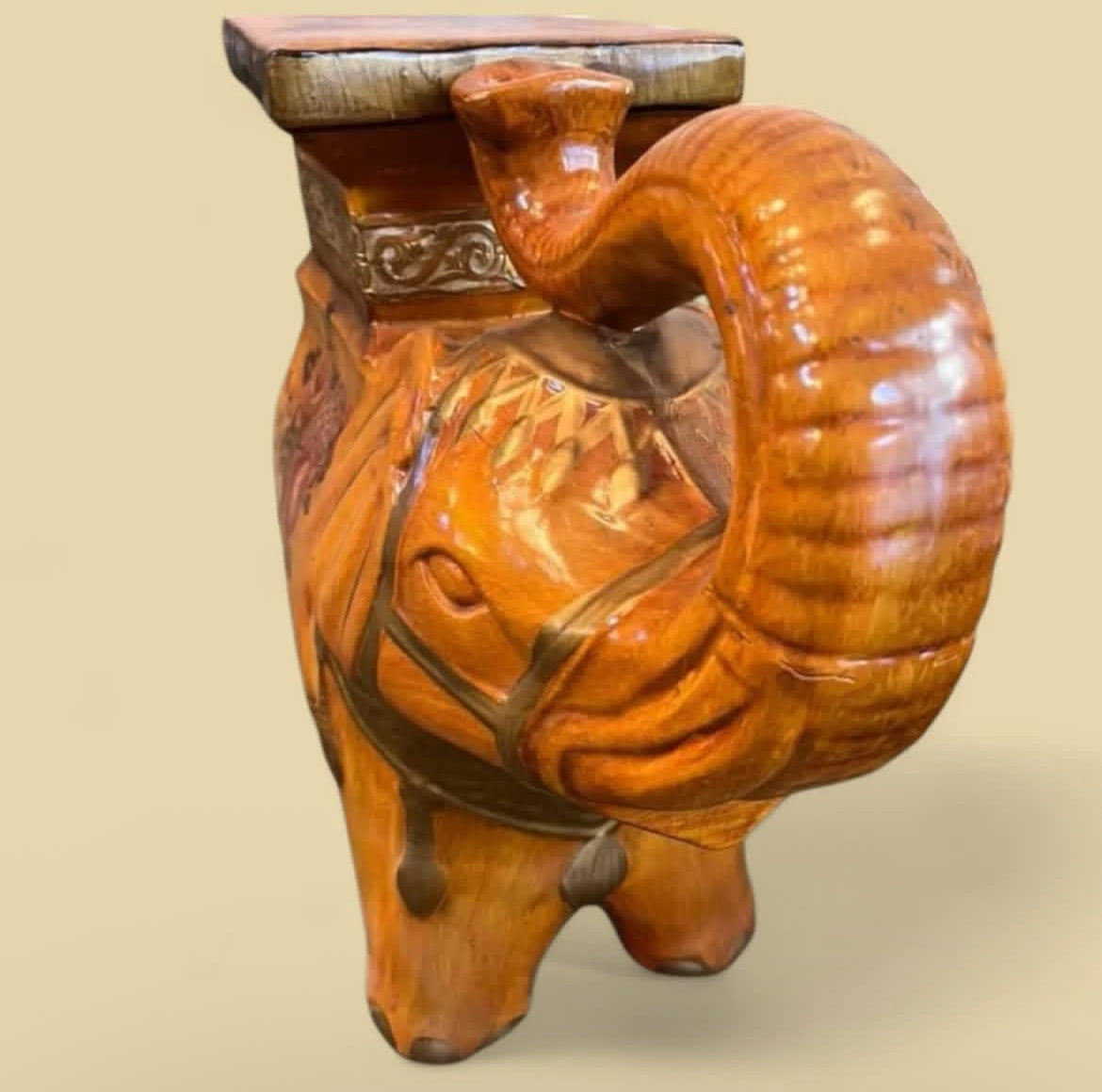 Majestic Porcelain Elephant Side Table