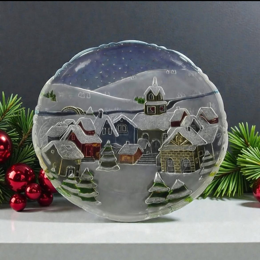 Large Round Cut Crystal Serving Plate