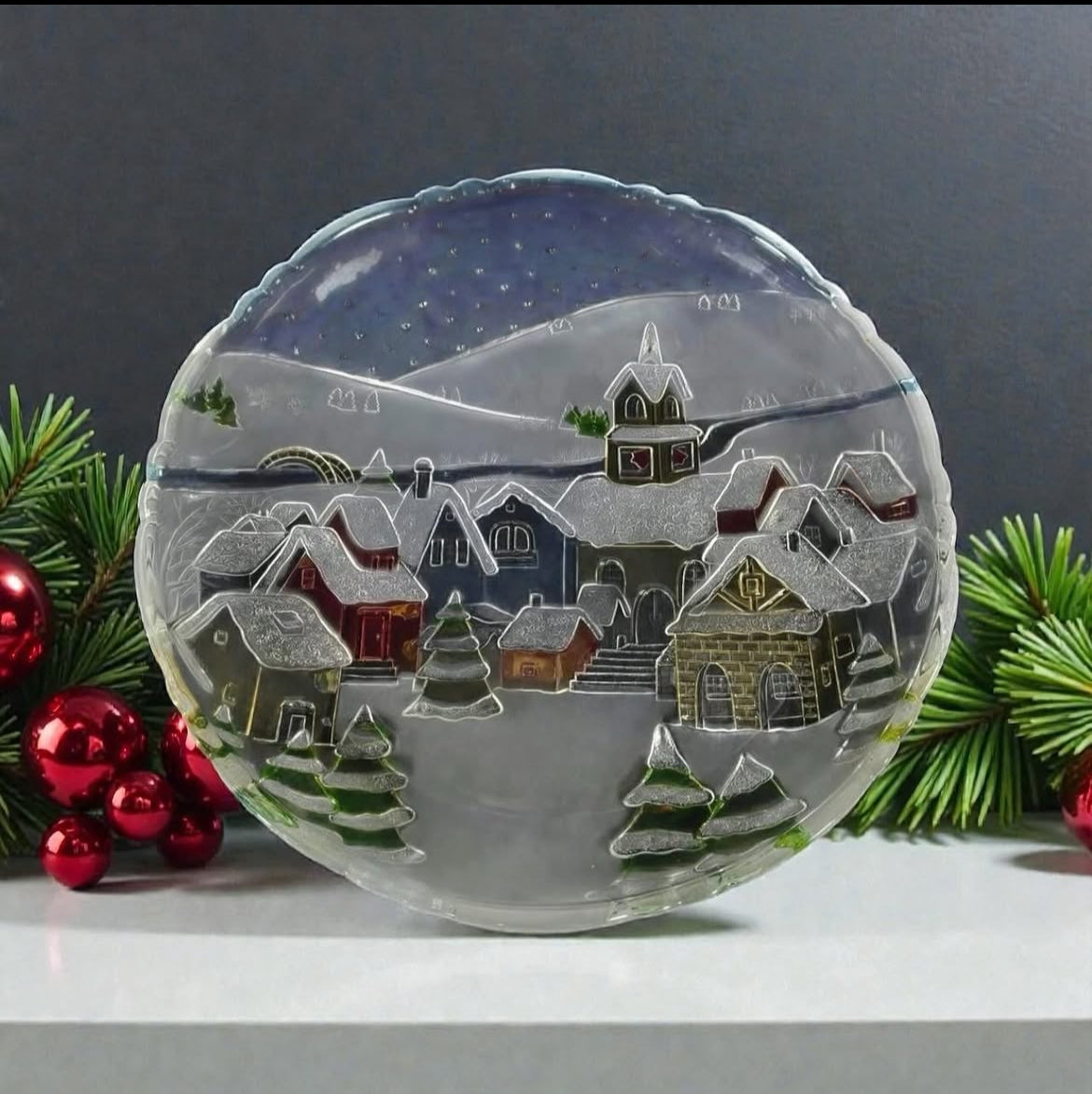 Large Round Cut Crystal Serving Plate