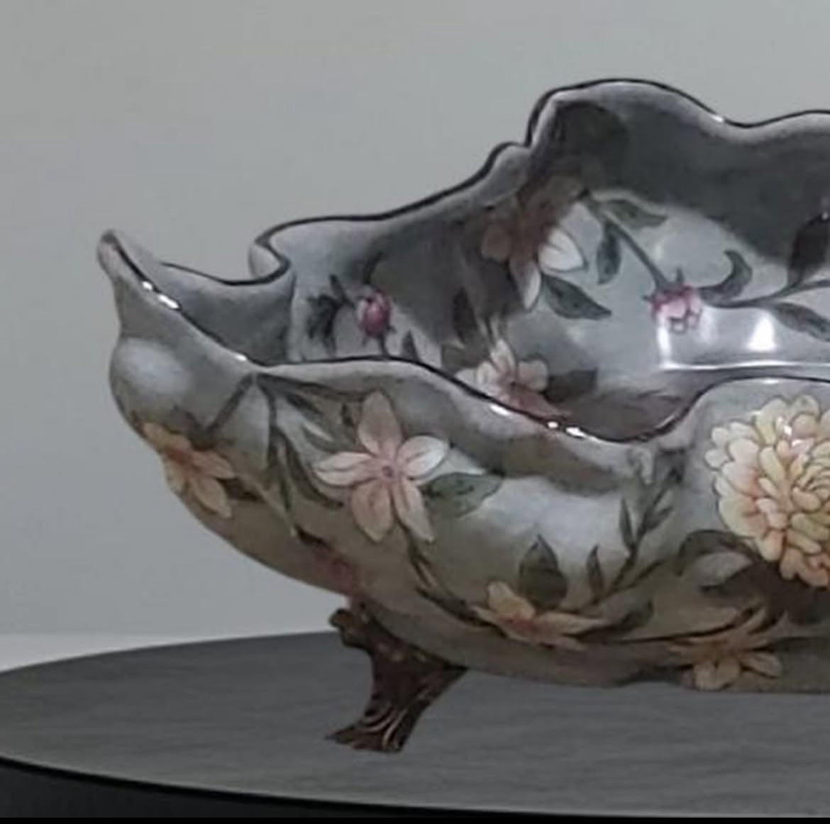 Sevres Chateau Porcelain Centerpiece with Bronze Tree Branch Design