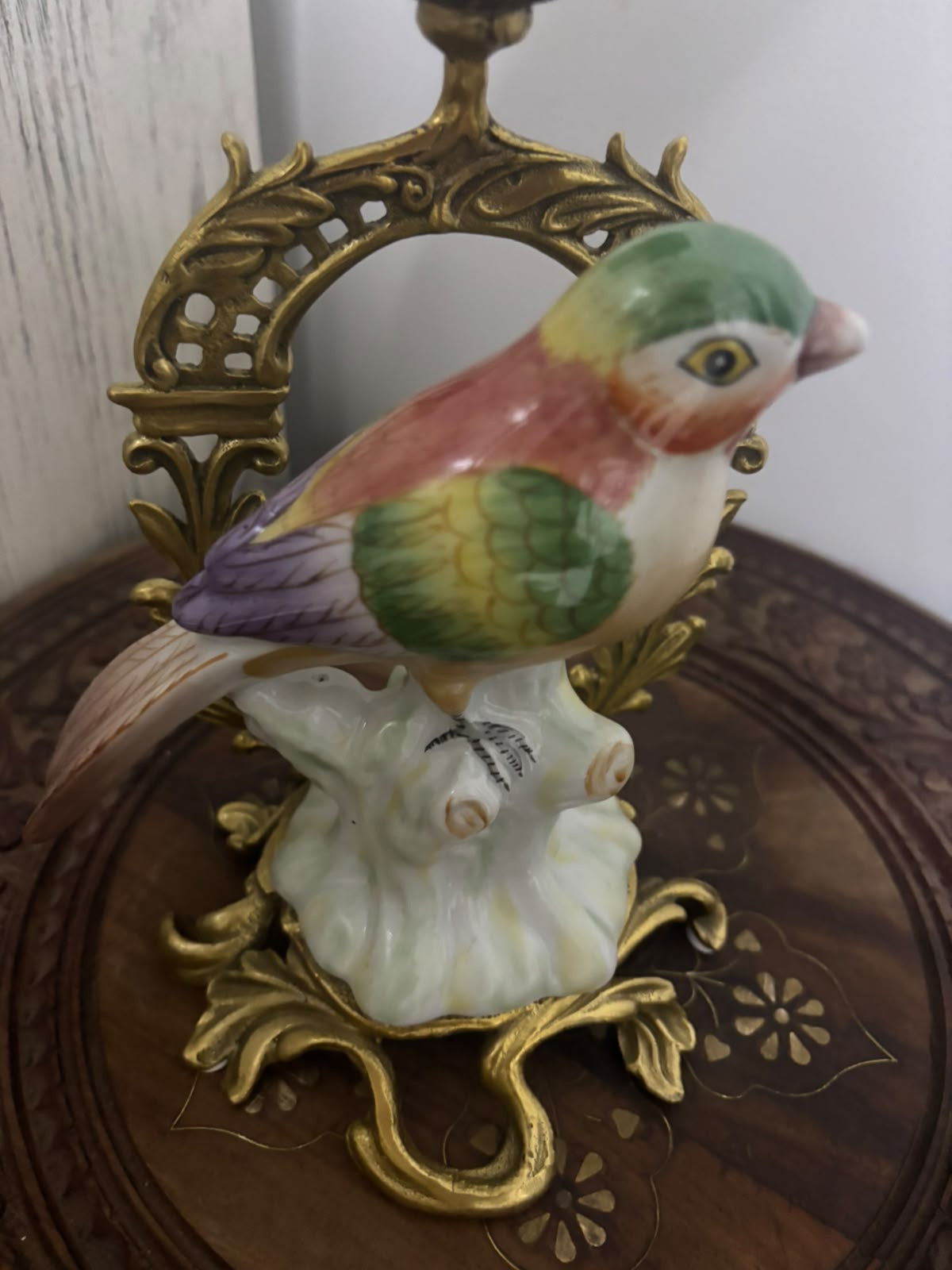 Sèvres Château Ornate Candlestick with Hand-Painted Porcelain Birds