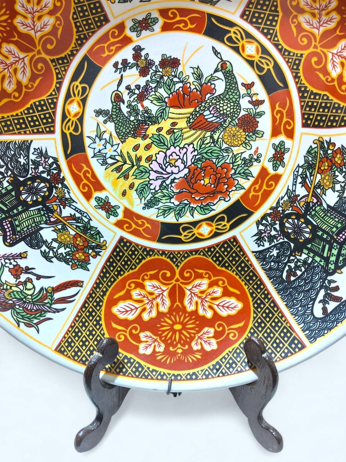 Large Chinoiserie Porcelain Platter – Huifeng Stamped – Gold & Miniature Design
