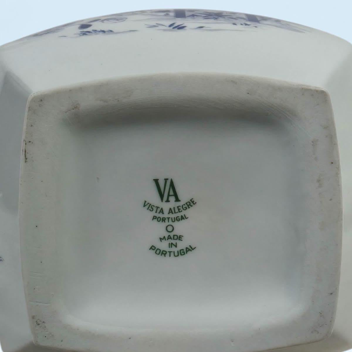 Portuguese Bleu Blanc Porcelain Vase with Floral Design