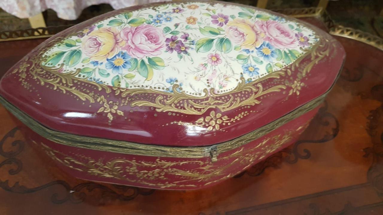 Italian Style Porcelain Bonbonnière with Bronze