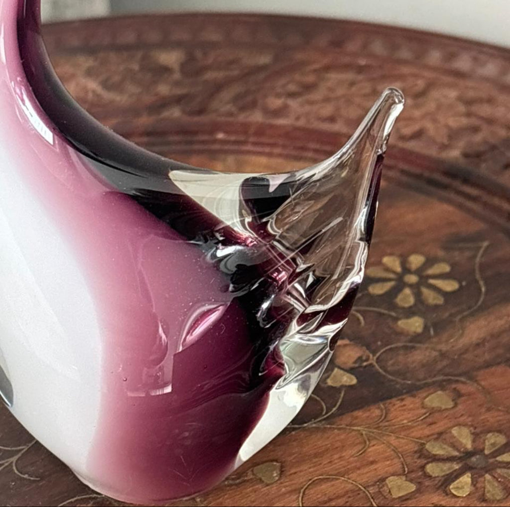 Aubergine Murano Glass Swan – Mid-Century Art