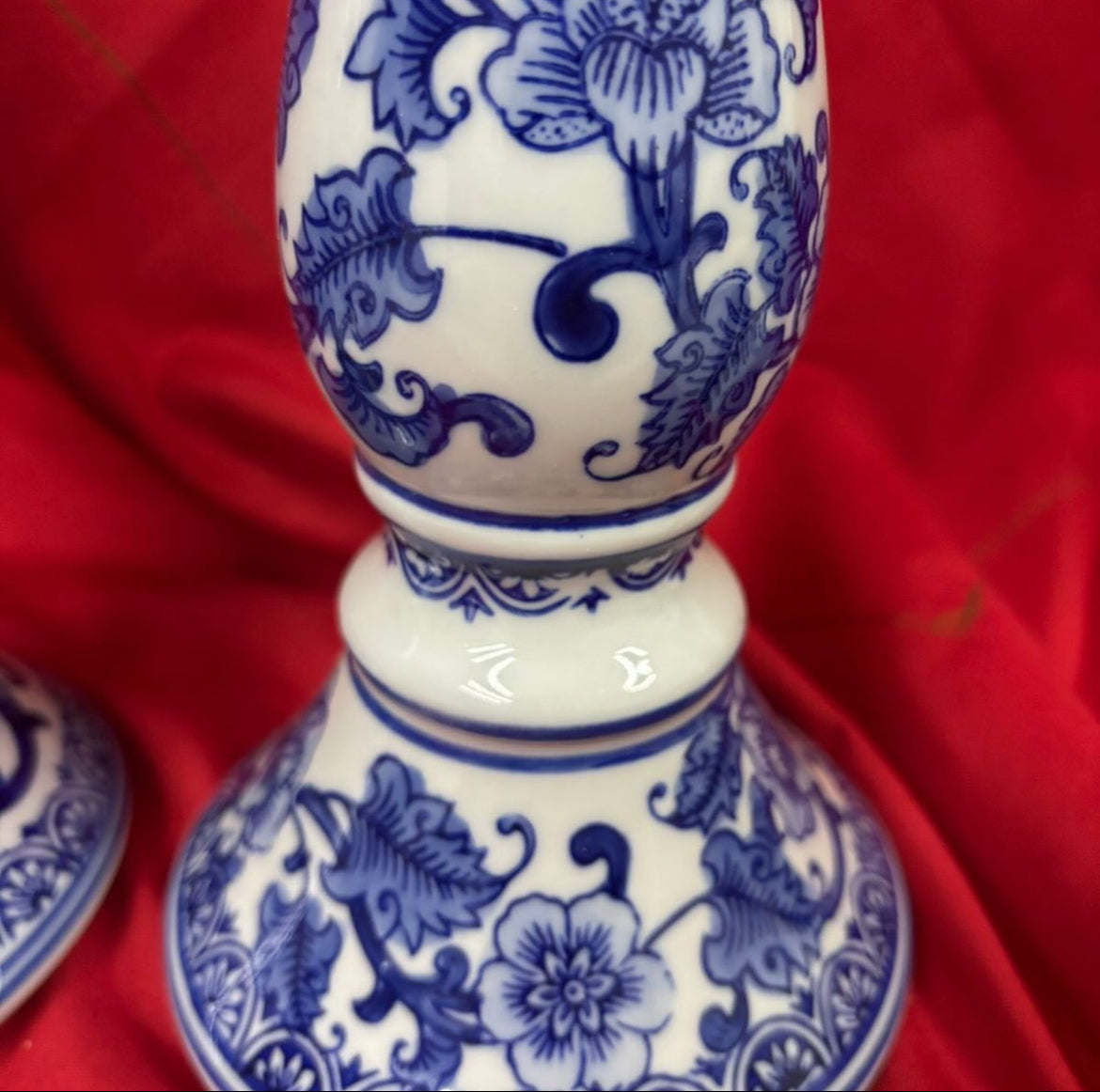 Bleu Blanc Hand-Painted Candle Holders