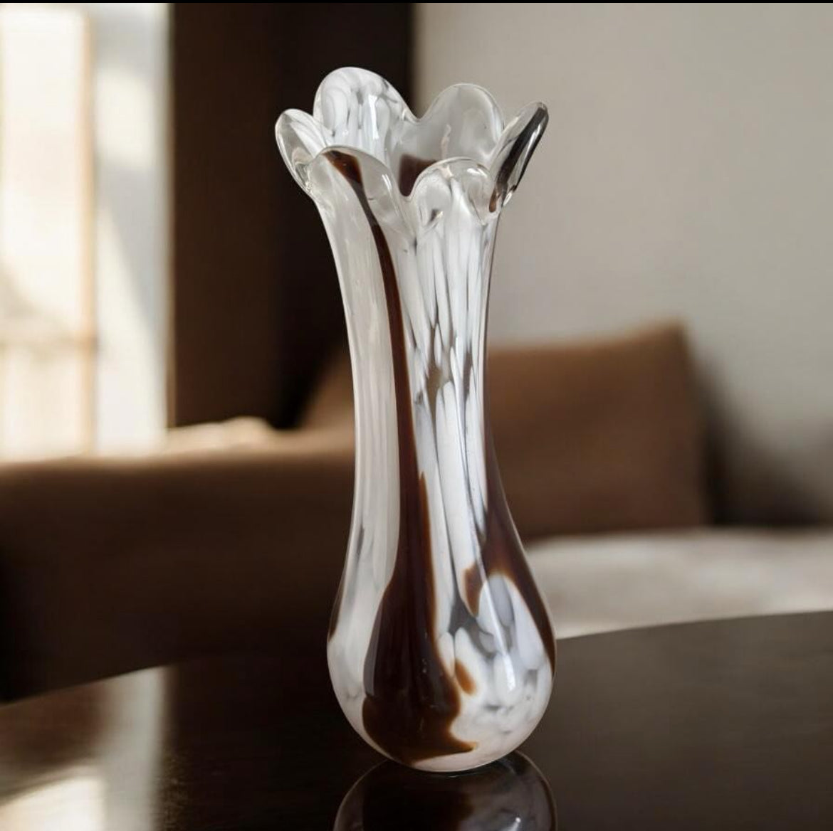Large Italian Murano Glass Vase – Multicolored Swirl