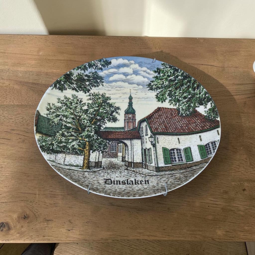 German Porcelain Plate with Miniature Artwork