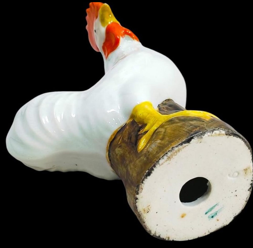 Vintage Chinoiserie Rooster Figurine – Hand-Made Porcelain