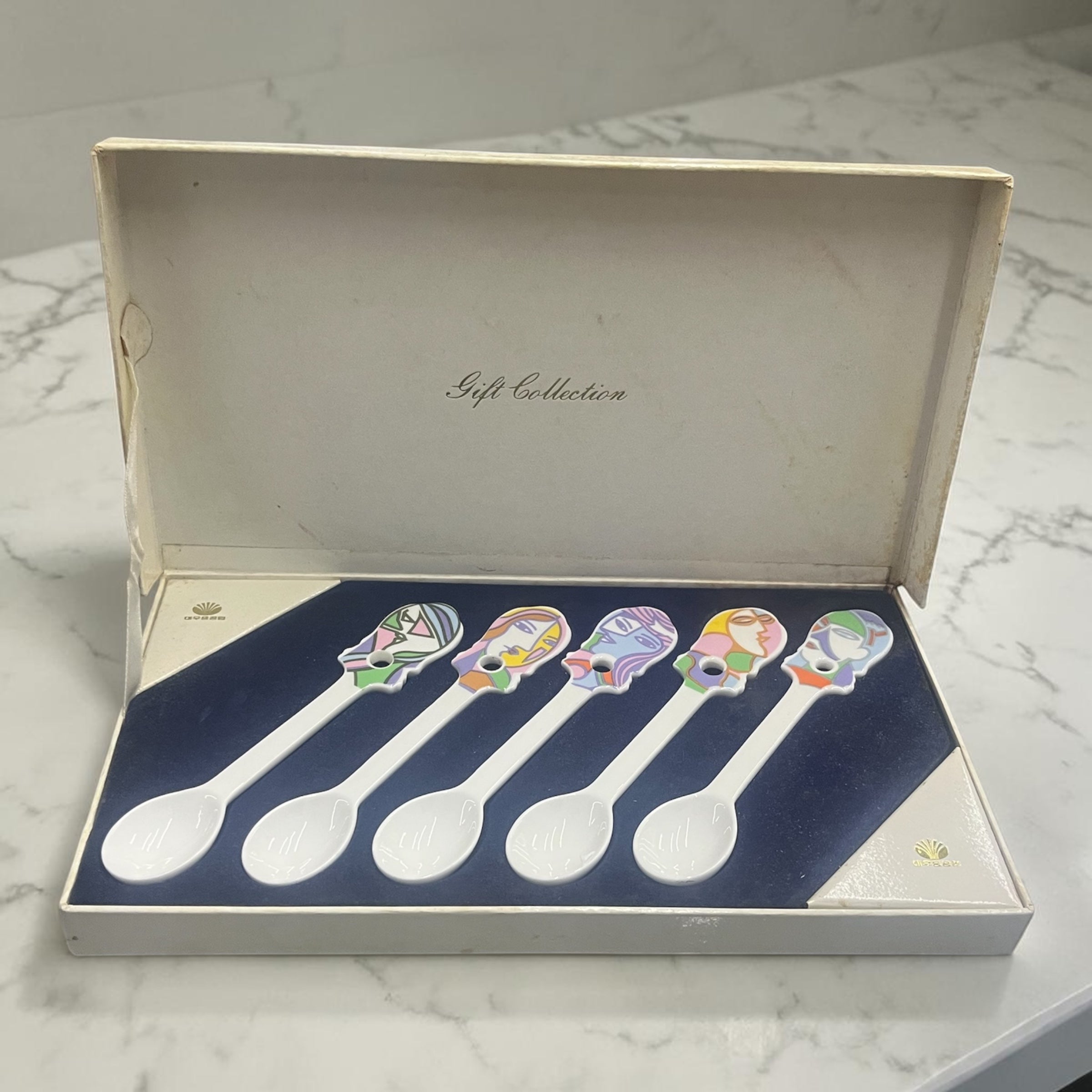 Chinoiserie Porcelain Spoon Set – Stamped – With Original Box