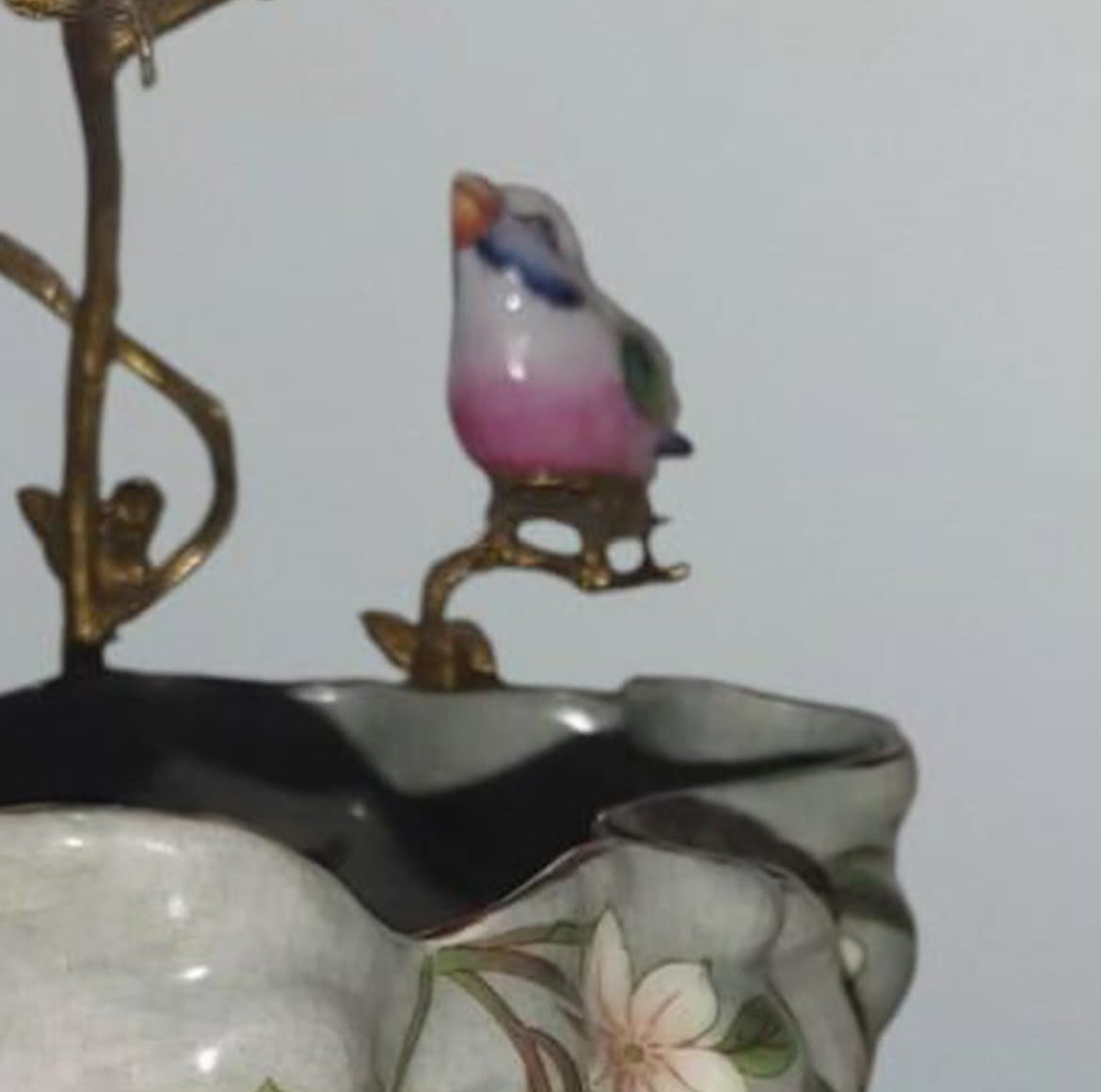 Sevres Chateau Porcelain Centerpiece with Bronze Tree Branch Design