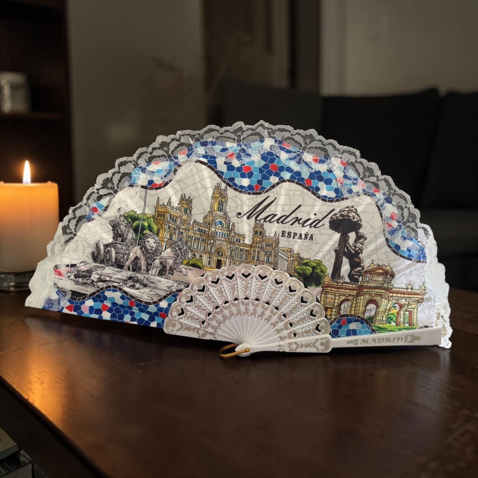 Dentelle Hand Fan with Artwork – Handcrafted