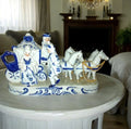 Porcelain Carriage Figurine: Bleu Blanc Elegance