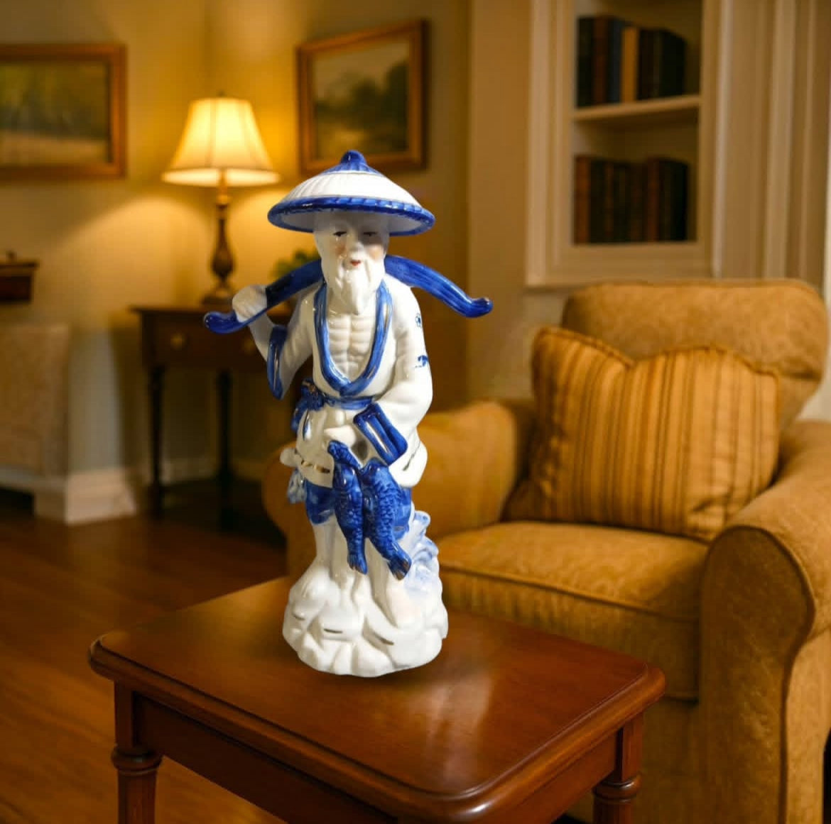 Japanese Porcelain Fisherman: Hand-Painted Classic Figurine