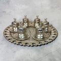 Turkish Metal Coffee Set with Tray – Islamic Design – 6 Cups